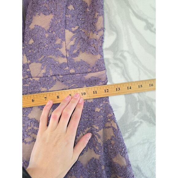 Honey and Rosie Purple Sparkly Lace Body Con Dress Size M - Picture 4 of 8